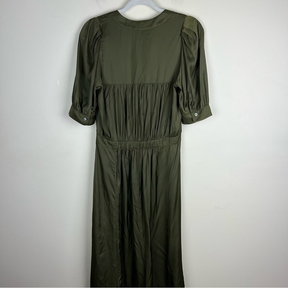 Zadig & Voltaire | Lightweight Satin Wrap Skirt Ralia Midi Dress Bronze | S - Picture 11 of 16